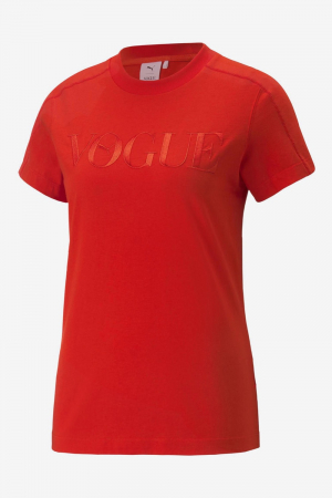 Tricou dama, Puma x Vogue, Rosu, Bumbac, M