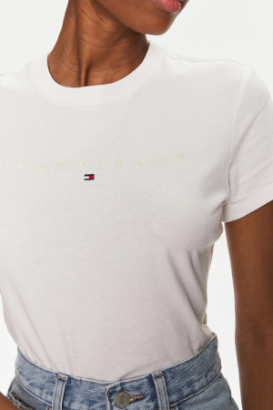 Tricou Dama, Tommy Jeans, Alb, Bumbac, Logo Brodat [4]