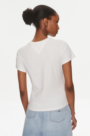 Tricou Dama, Tommy Jeans, Alb, Bumbac, Logo Brodat [2]