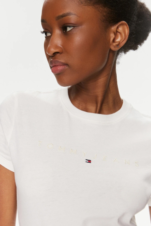 Tricou Dama, Tommy Jeans, Alb, Bumbac, Logo Brodat [5]