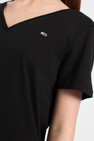 Tricou Dama, Tommy Jeans, Negru, Guler in V, Bumbac 100% [5]