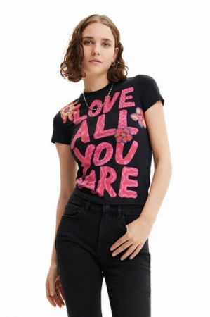 Tricou Dama, Desigual, Floral, Regular fit, Negru, M INTL [1]