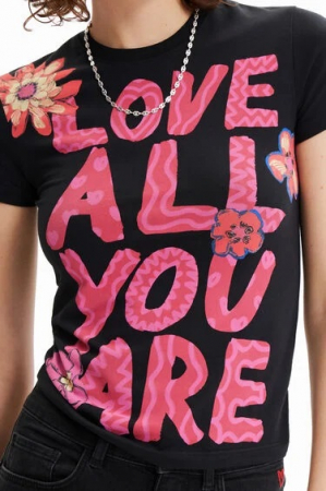 Tricou Dama, Desigual, Floral, Regular fit, Negru, M INTL [4]