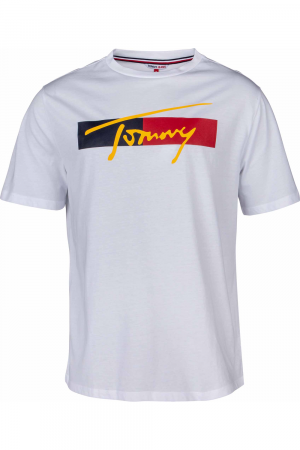 Tricou logo barbati, Tommy Jeans, Alb, Bumbac, M