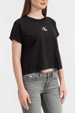 Tricou Dama, Logo, Calvin Klein Jeans, Negru, Bumbac [3]