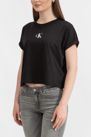 Tricou Dama, Logo, Calvin Klein Jeans, Negru, Bumbac [2]
