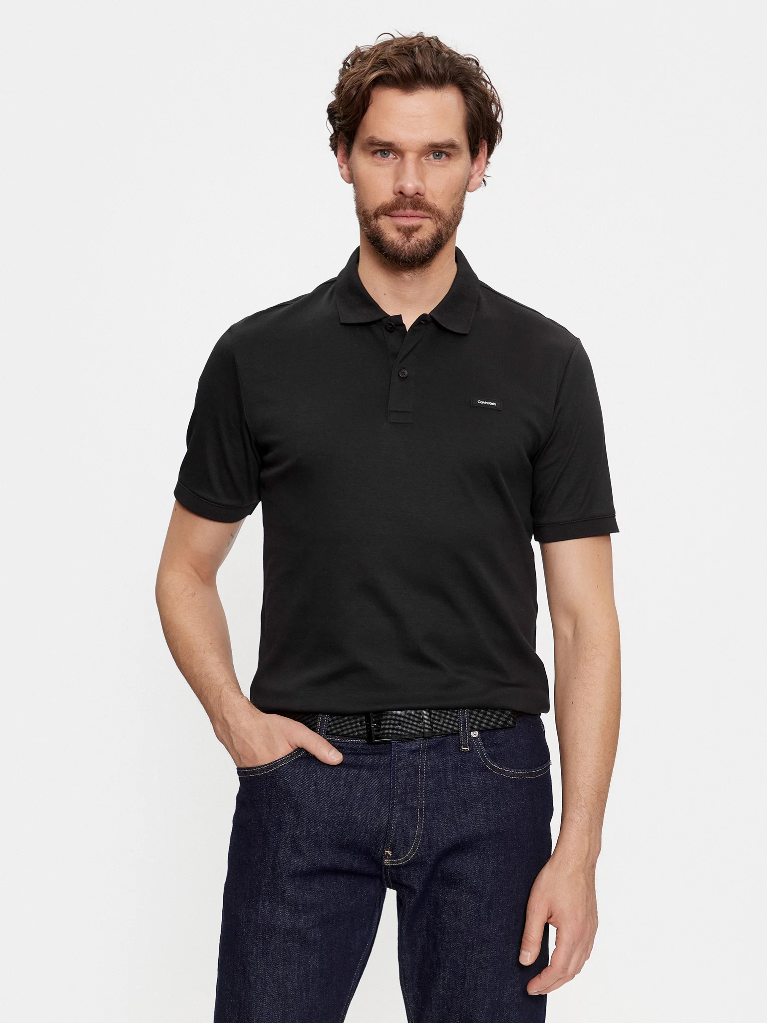 Barbati - Tricou polo bărbați, Calvin Klein, Negru, Regular Fit