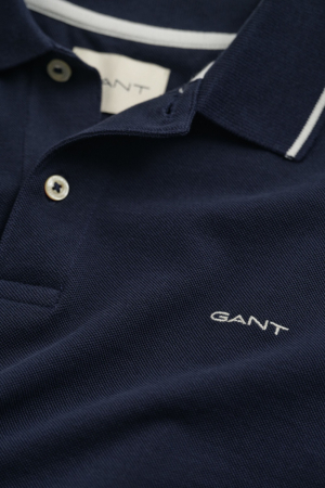 Tricou polo barbati, Gant, Albastru Inchis, Logo Brodat, Regular Fit [5]