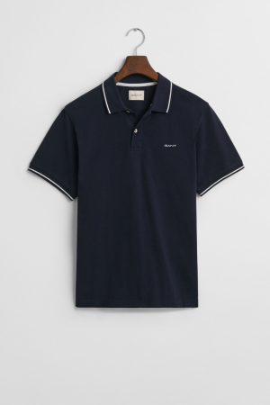 Tricouri polo - Tricou polo barbati, Gant, Albastru Inchis, Logo Brodat, Regular Fit