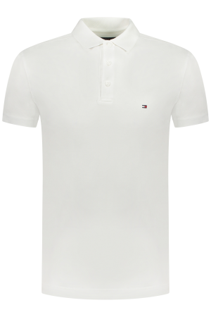 Tricouri polo - Tricou polo barbati, Tommy Hilfiger, Alb, Logo Brodat, Bumbac