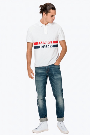 Tricou polo Barbati, Tommy Jeans, Alb, Bumbac organic [4]