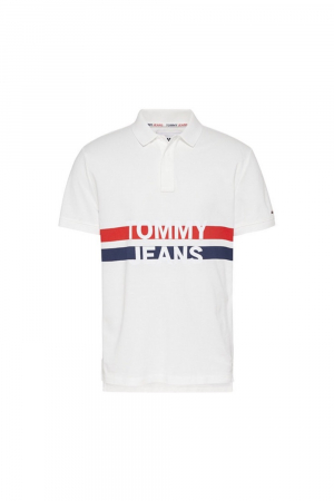 Tricouri polo - Tricou polo Barbati, Tommy Jeans, Alb, Bumbac organic