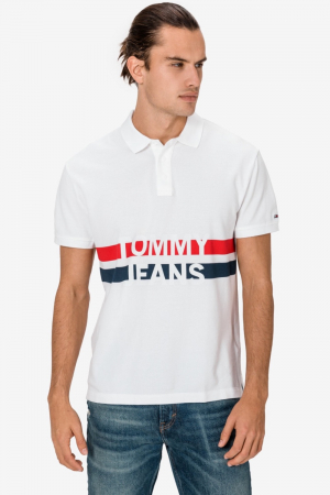 Tricou polo Barbati, Tommy Jeans, Alb, Bumbac organic [2]
