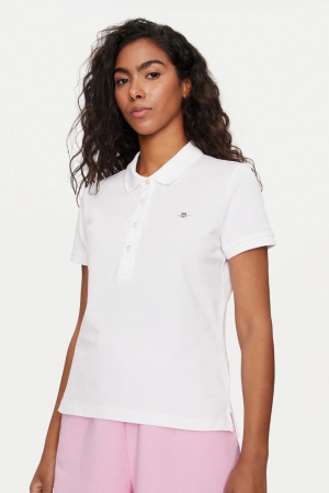 Tricou polo dama, Gant, Alb, Bumbac, Logo Brodat [1]