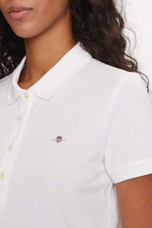 Tricou polo dama, Gant, Alb, Bumbac, Logo Brodat [4]