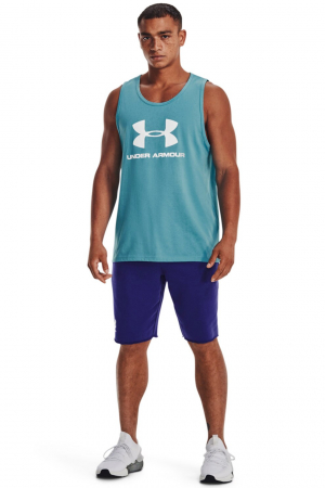 Under Armour, Pantaloni scurti din material terry, pentru fitness Rival, Indigo, M [3]