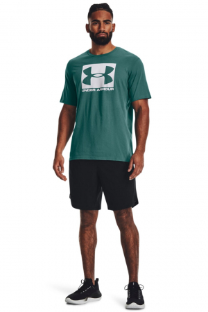 Under Armour, Tricou Bărbați, Cu imprimeu logo pentru fitness, Boxed, Verde persan [2]