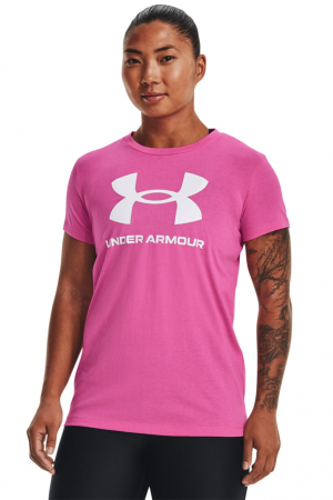 Under Armour, Tricou Dama, Cu imprimeu logo, Sportstyle Rival, Fucsia