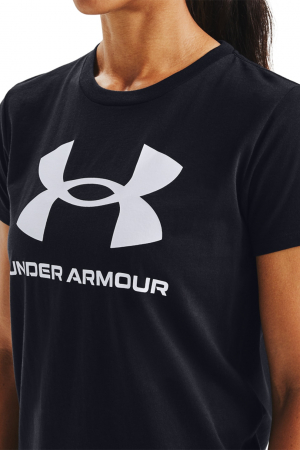 Under Armour, Tricou Dama, Cu imprimeu logo, Sportstyle Rival, Negru [3]