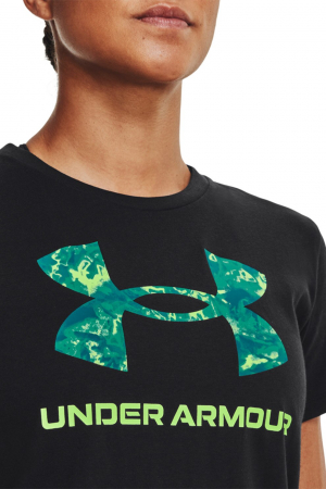 Under Armour, Tricou Dama, Cu imprimeu logo, Sportstyle Rival, Negru, XS [3]