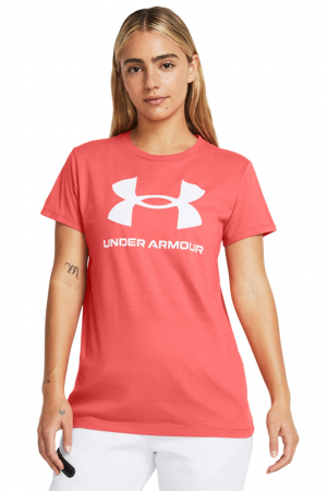 Tricouri - Under Armour, Tricou Dama, Cu imprimeu logo, Sportstyle Rival, Roz somon
