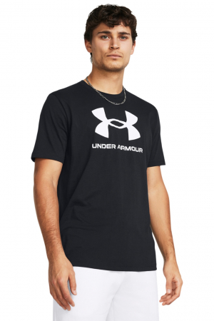 Tricouri - Under Armour, Tricou din amestec de bumbac, Cu imprimeu logo, Negru