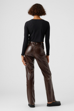 Vero Moda, Bluza crop cu aspect striat, Negru, L [2]