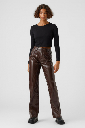 Vero Moda, Bluza crop cu aspect striat, Negru, L [1]