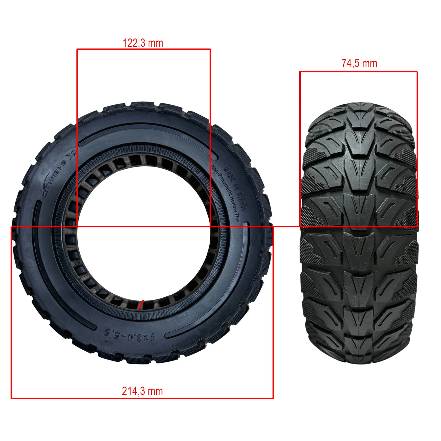 Anvelopă Plină 9x3-5.5 pentru KuKirin G2 Pro | Cauciuc Solid Anti-Pană [2]