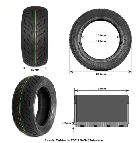 Anvelopă CST Tubeless 10×3–6 Cityroad trotinetă electrică [2]