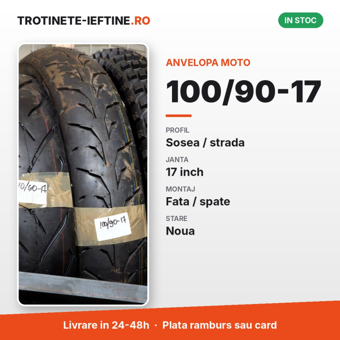 Anvelopa moto 100/90-17, profil sosea / strada, janta 17 inch [2]