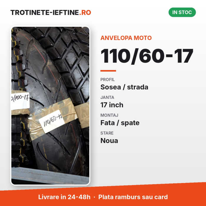 Anvelopa moto 110/60-17, profil sosea / strada, janta 17 inch [2]