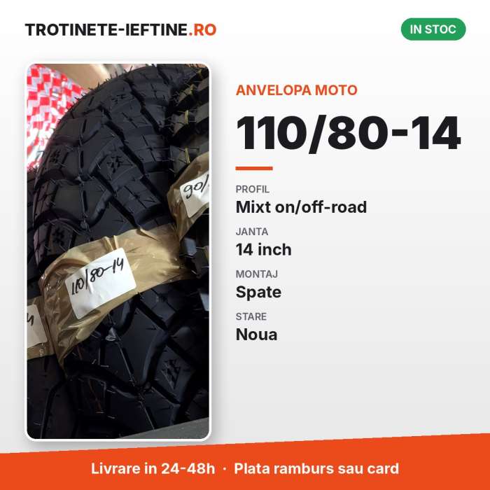 Anvelopa moto 110/80-14 spate, profil mixt on/off-road (dual-sport), janta 14 inch [2]