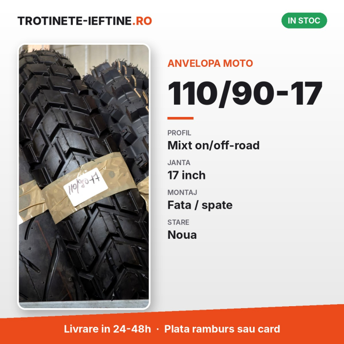 Anvelopa moto 110/90-17, profil mixt on/off-road (dual-sport), janta 17 inch [2]