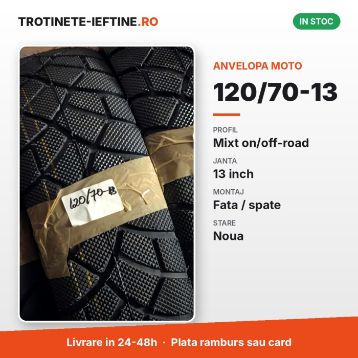 Anvelopa moto 120/70-13, profil mixt on/off-road (dual-sport), janta 13 inch [2]