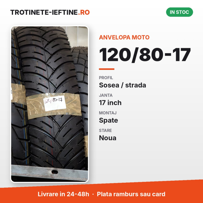 Anvelopa moto 120/80-17 spate, profil sosea / strada, janta 17 inch [2]