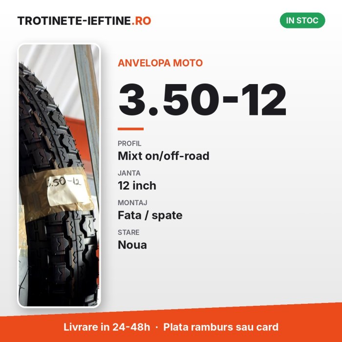 Anvelopa moto 3.50-12, profil mixt on/off-road (dual-sport), janta 12 inch [2]