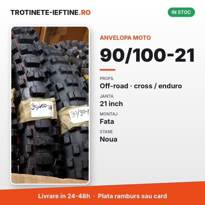 Anvelopa moto 90/100-21 fata, off-road (cross/enduro), profil cu crampoane, janta 21 inch [2]