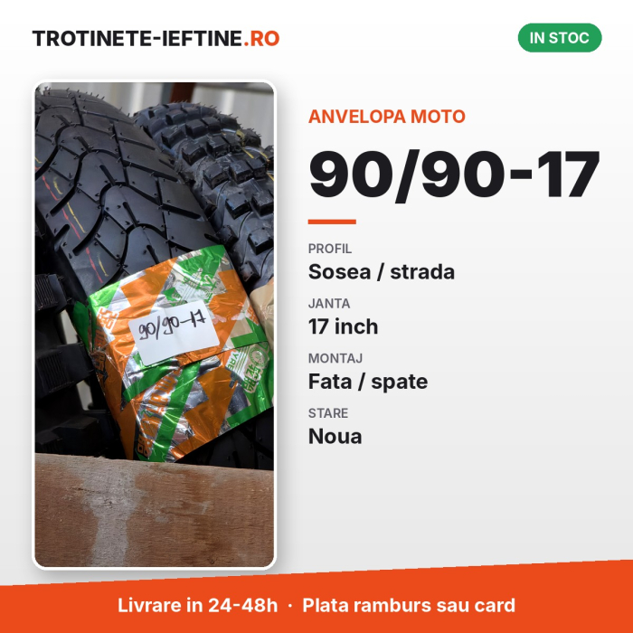 Anvelopa moto 90/90-17, profil sosea / strada, janta 17 inch [2]
