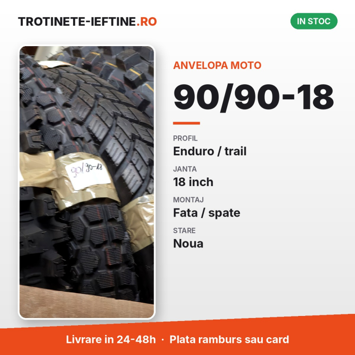 Anvelopa moto 90/90-18, profil enduro / trail, blocuri hexagonale, janta 18 inch [2]