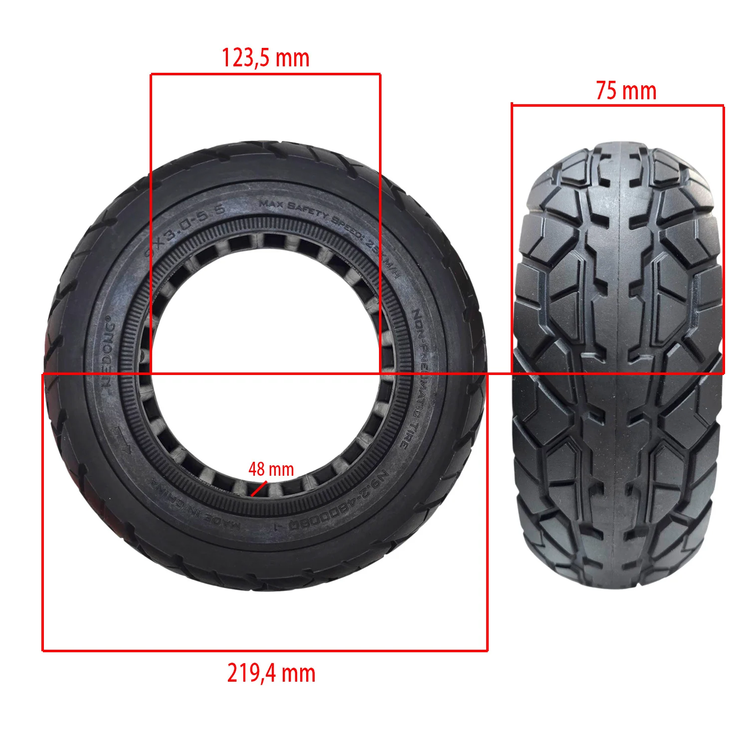 Anvelopa Plina KuKirin G2 Pro 9x3-5.5 Offroad – Fara Camera, Zero Pene [2]