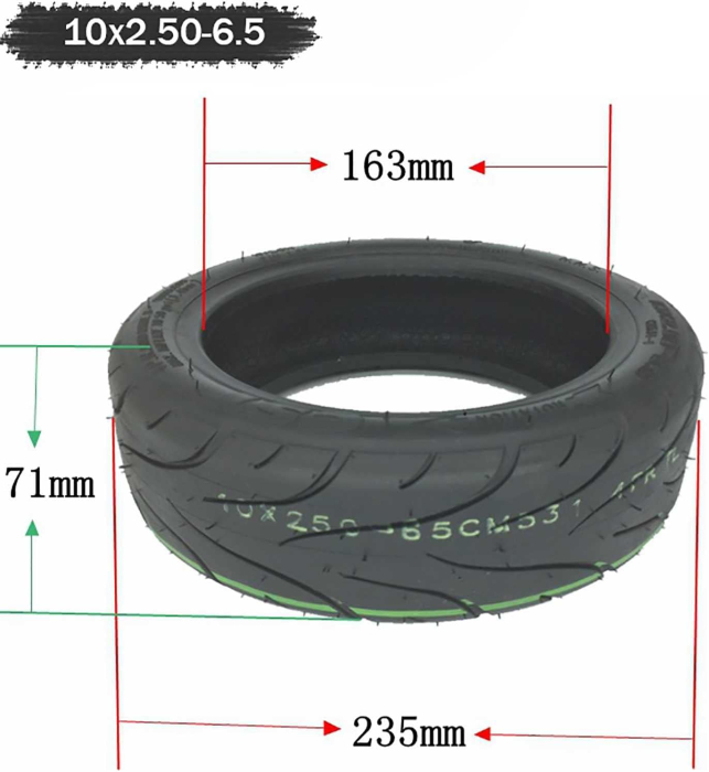Anvelopă Tubeless 10x2.50-6.5 pentru Trotinetă Electrică [2]