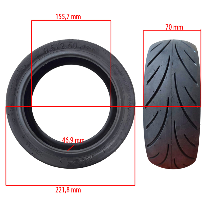 Anvelopa tubeless 9,5x2,50-6,1 Xuancheng pentru trotineta electrica [2]
