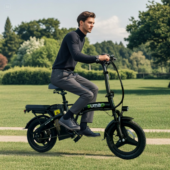 Bicicletă electrică pliabilă 48V 20Ah, motor 740W, autonomie până la 80 km, viteză 32 km/h, suspensie dublă [13]