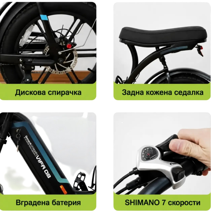 Bicicleta electrica OUXI Q8-S, 250W, baterie 48V 15Ah, autonomie 75 km, roti 20x4.0, suspensie fata-spate [8]