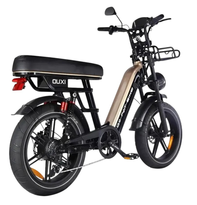 Bicicleta electrica OUXI Q9, 250W, baterie 48V 15Ah, autonomie 70 km, roti 20x4.0, frane hidraulice duble, Negru-Auriu [2]