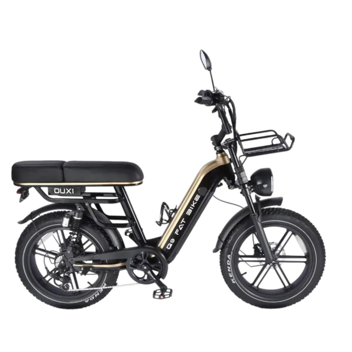Bicicleta electrica OUXI Q9, 250W, baterie 48V 15Ah, autonomie 70 km, roti 20x4.0, frane hidraulice duble, Negru-Auriu [4]