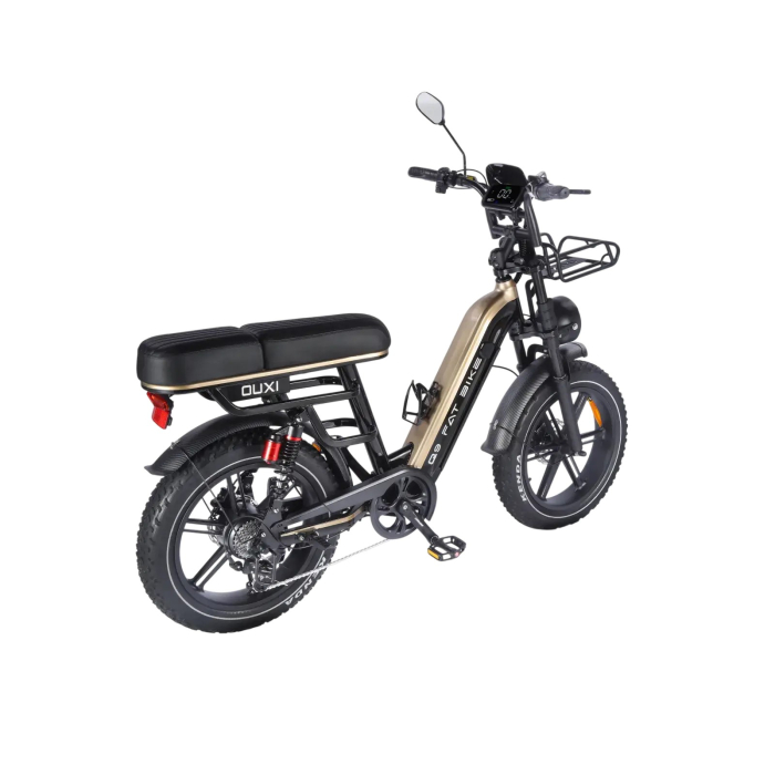Bicicleta electrica OUXI Q9, 250W, baterie 48V 15Ah, autonomie 70 km, roti 20x4.0, frane hidraulice duble, Negru-Auriu [6]