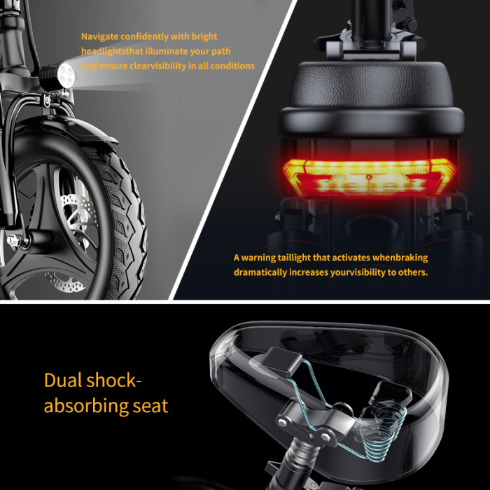 Bicicletă electrică pliabilă 48V 20Ah, motor 740W, autonomie până la 80 km, viteză 32 km/h, suspensie dublă [10]