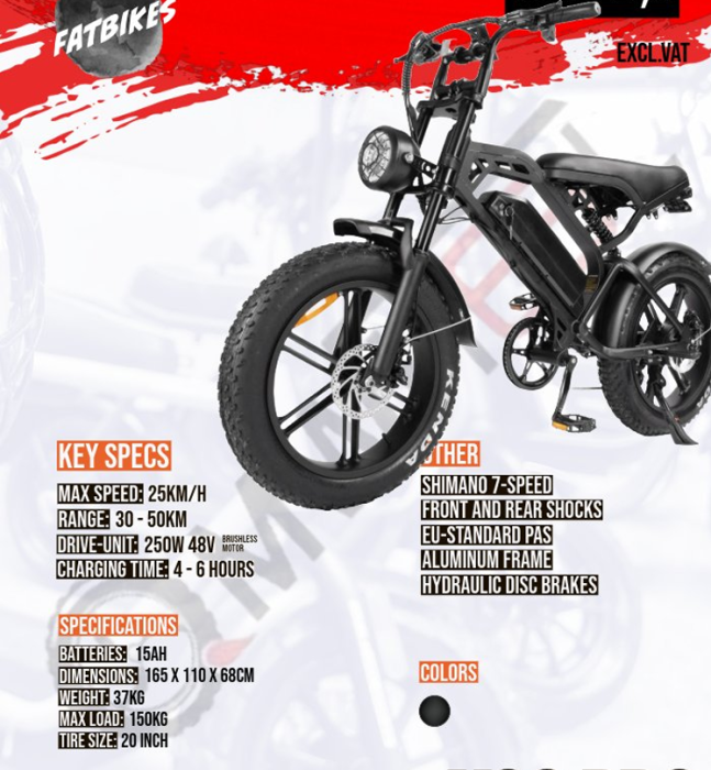 Bicicletă electrică QM-Wheel V20 Pro FatBike 250W 48V [2]